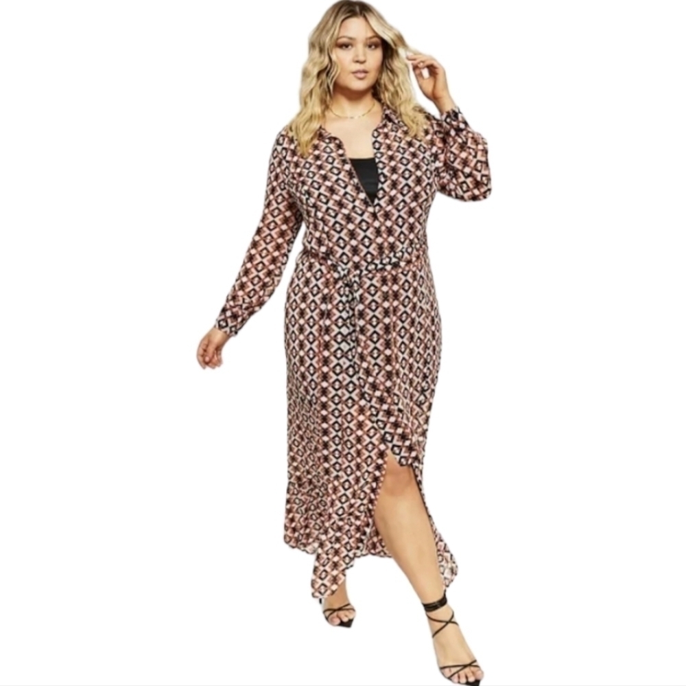 NWOT; Nina Parker Trendy Shirt Dress, Size 1X
